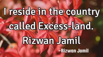 I reside in the country called Excess-land. Rizwan Jamil