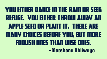 You either dance in the rain or seek refuge. You either throw away an apple seed or plant it. There
