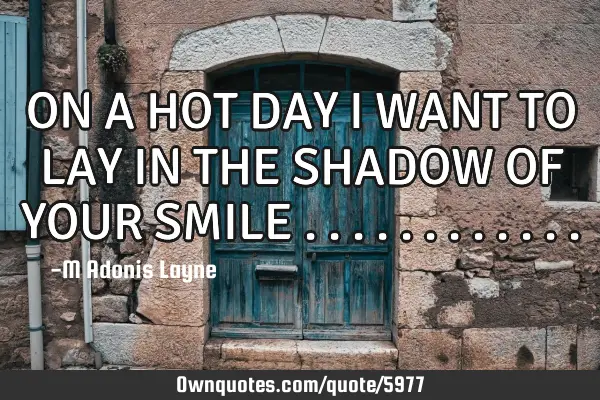 ON A HOT DAY I WANT TO LAY IN THE SHADOW OF YOUR SMILE