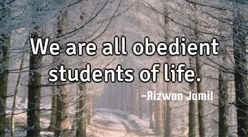 We are all obedient students of life.