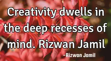 Creativity dwells in the deep recesses of mind. Rizwan Jamil