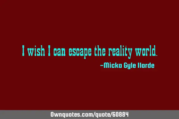 I wish i can escape the reality