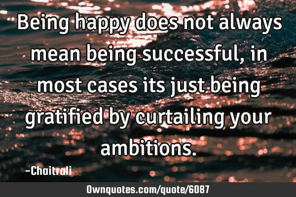 Being happy does not always mean being successful, in most cases its just being gratified by