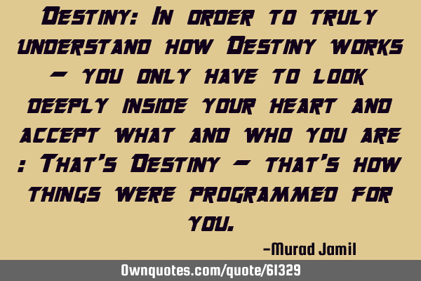 Destiny: In order to truly understand how Destiny works - you only have to look deeply inside your