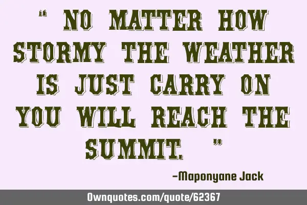 “ No matter how stormy the weather is just carry on you will reach the summit. ”