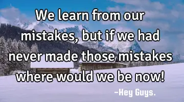 We learn from our mistakes, but if we had never made those mistakes where would we be now!