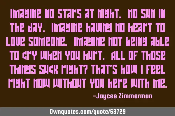 Imagine no stars at night. No sun in the day. Imagine having no heart to love someone. Imagine not