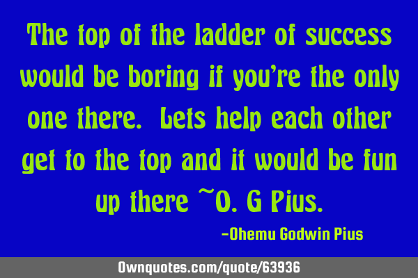 The top of the ladder of success would be boring if you