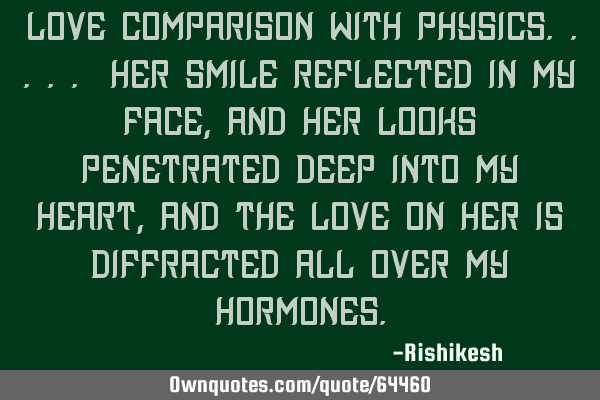 Love Comparison with Physics..... Her smile reflected in my face, And her looks penetrated deep