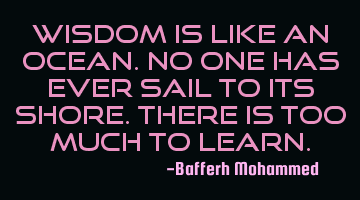 Wisdom is like an ocean.No one has ever sail to its shore.There is too much to learn.