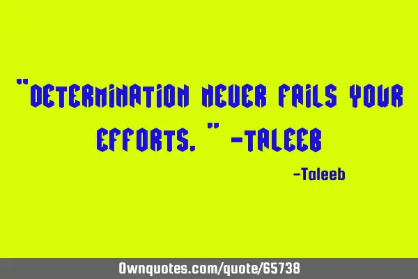“Determination never fails your efforts,” -T