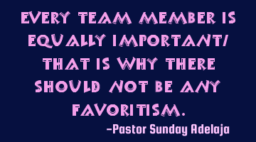 Every team member is equally important, that is why there should not be any favoritism.