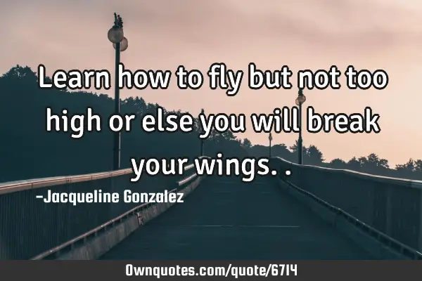 Learn how to fly but not too high or else you will break your