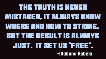 The truth is never mistaken, it always know where and how to strike. But the result is always just.