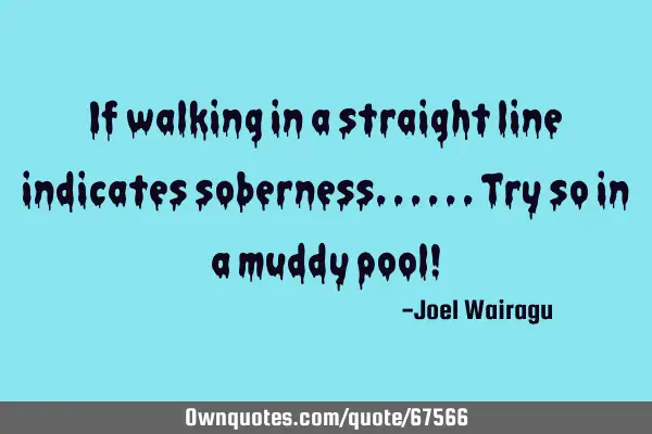 If walking in a straight line indicates soberness......try so in a muddy pool!