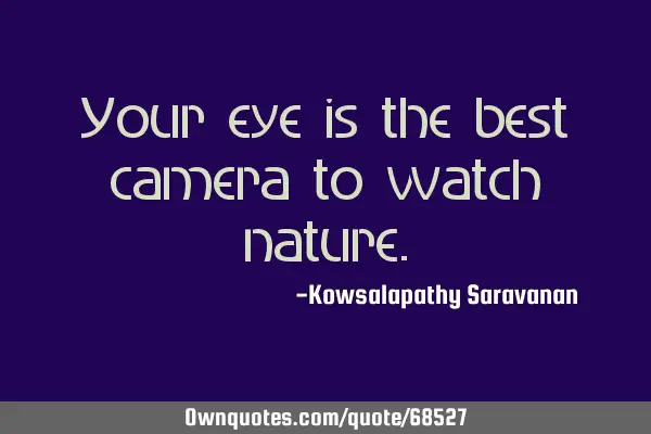 Your eye is the best camera to watch