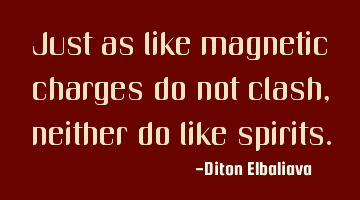 Just as like magnetic charges do not clash, neither do like spirits.