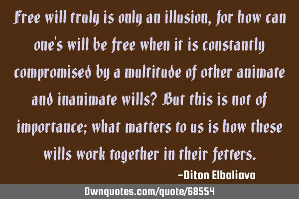 Free will truly is only an illusion, for how can one