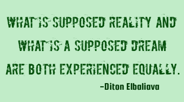 What is supposed reality and what is a supposed dream are both experienced equally.