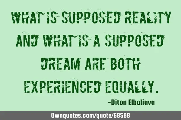 What is supposed reality and what is a supposed dream are both experienced