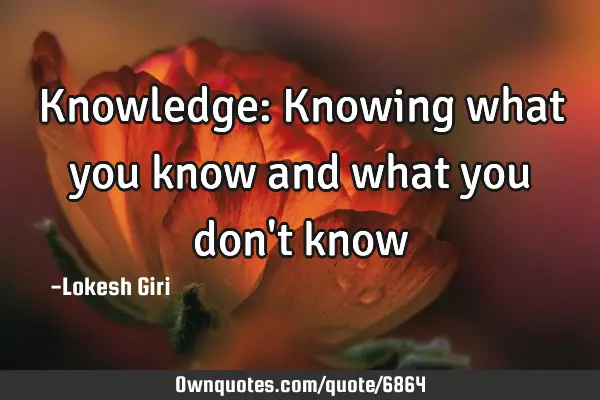 Knowledge: Knowing what you know and what you don