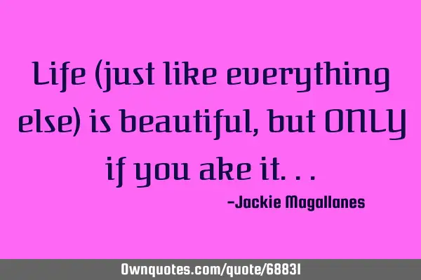 Life (just like everything else) is beautiful, but ONLY if you ake
