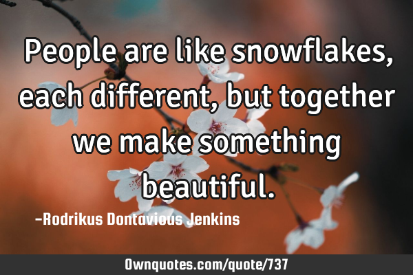 People are like snowflakes, each different, but together we make something