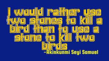 I would rather use two stones to kill a bird than to use a stone to kill two birds
