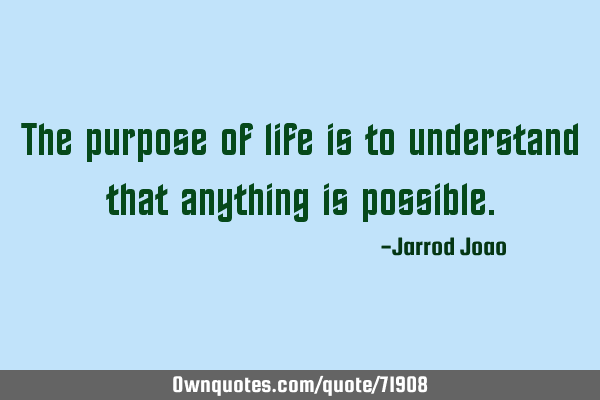 The purpose of life is to understand that anything is