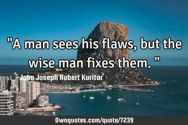 "A man sees his flaws, but the wise man fixes them."