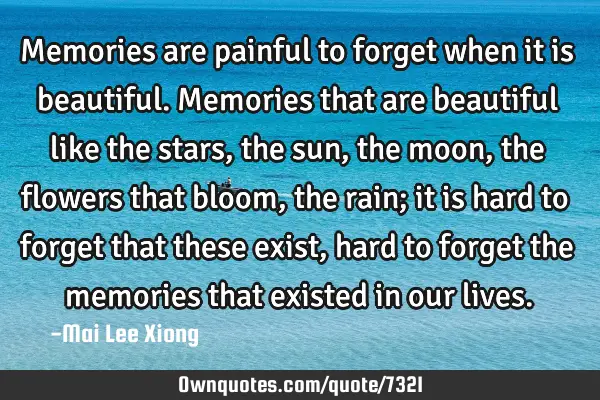 Memories are painful to forget when it is beautiful. Memories that are beautiful like the stars,