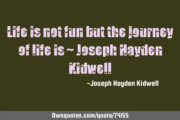 Life is not fun but the journey of life is ~ Joseph Hayden K