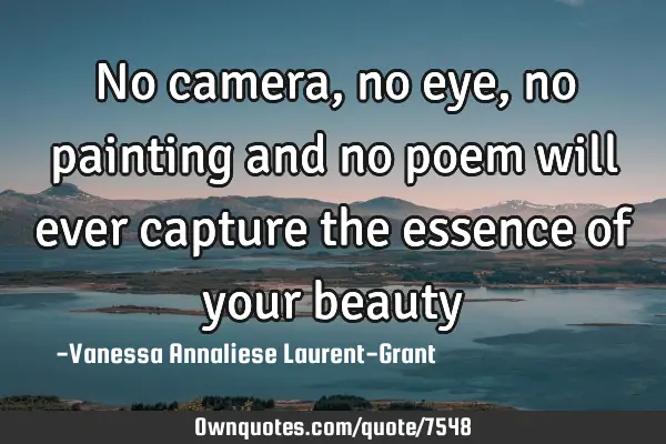No camera, no eye, no painting and no poem will ever capture the essence of your