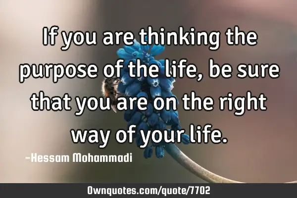 If you are thinking the purpose of the life, be sure that you are on the right way of your