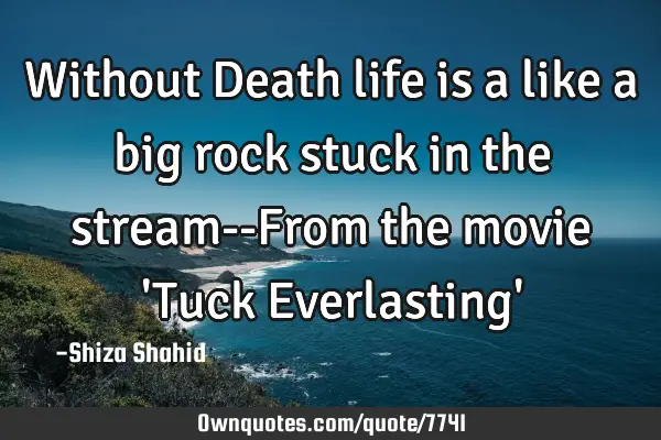 Without Death life is a like a big rock stuck in the stream--From the movie 