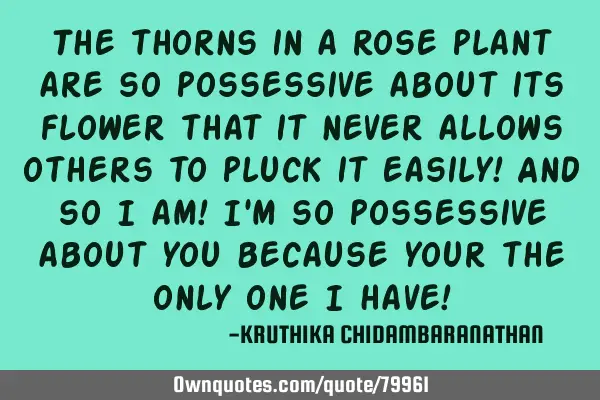 The thorns in a rose plant are so possessive about its flower that it never allows others to pluck