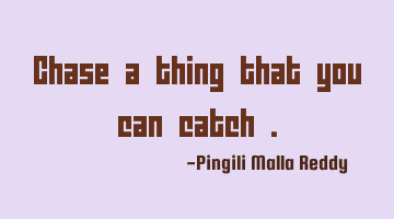 Chase a thing that you can catch .