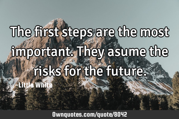 The first steps are the most important.They asume the risks for the