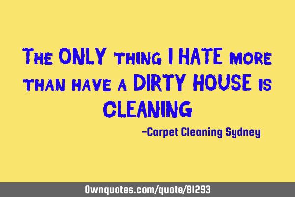 The ONLY thing I HATE more than have a DIRTY HOUSE is CLEANING