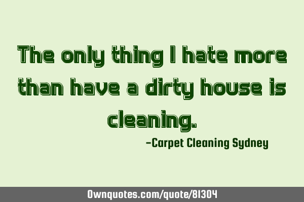 The only thing I hate more than have a dirty house is