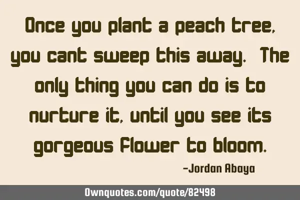 Once you plant a peach tree, you cant sweep this away. The only thing you can do is to nurture it,
