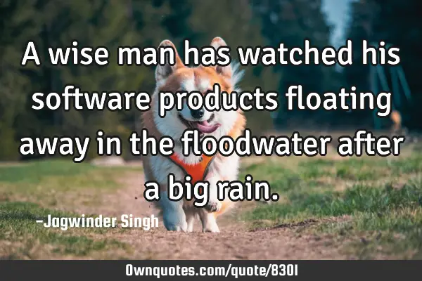 A wise man has watched his software products floating away in the floodwater after a big