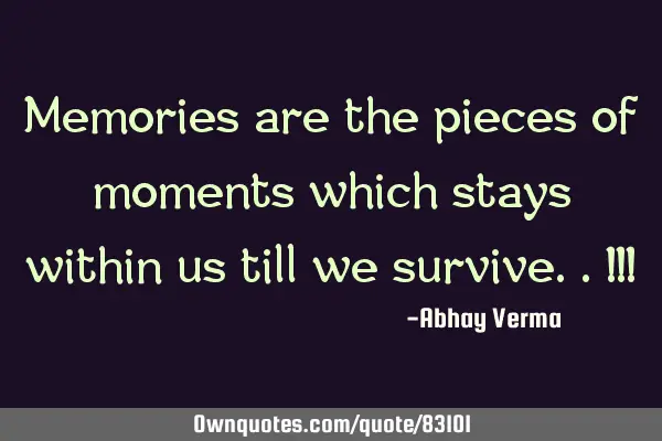 Memories are the pieces of moments which stays within us till we survive..!!!