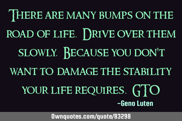 There are many bumps on the road of life. Drive over them slowly. Because you don