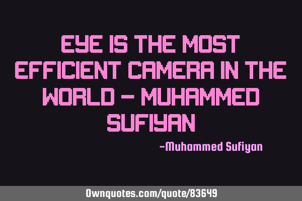 Eye is the most efficient camera in the world - Muhammed S
