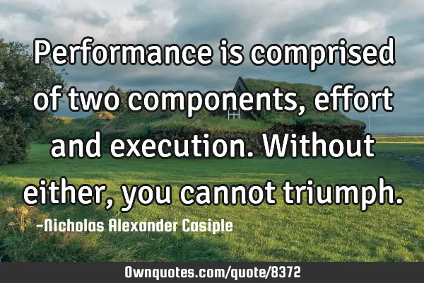 Performance is comprised of two components, effort and execution. Without either, you cannot