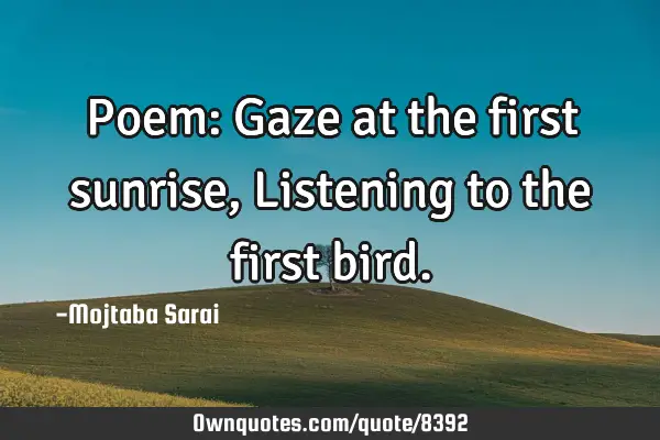Poem: Gaze at the first sunrise, Listening to the first