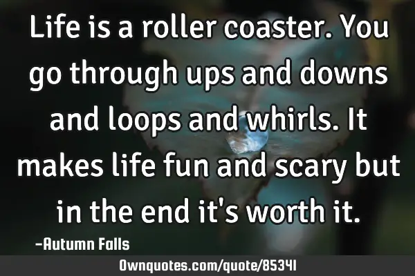 Life is a roller coaster. You go through ups and downs and loops and whirls. It makes life fun and