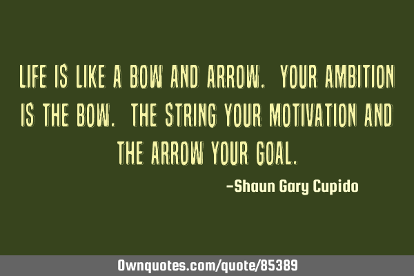 Life is like a bow and arrow. Your ambition is the bow. The string your motivation and the arrow
