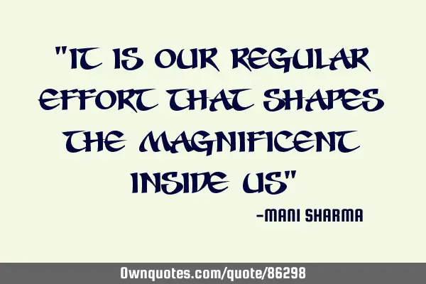 "It is our regular effort that shapes the magnificent inside us"